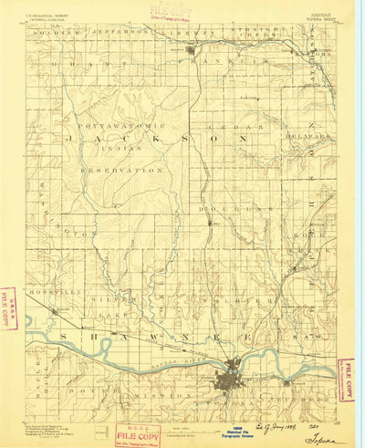 United States Geological Survey Topeka, KS (1889, 125000-Scale) digital map