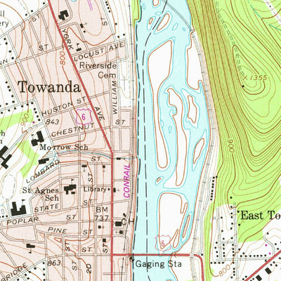 United States Geological Survey Towanda, PA (1967, 24000-Scale) digital map