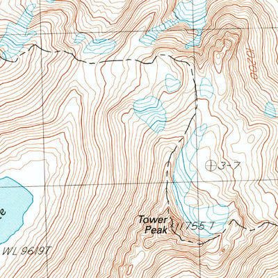 United States Geological Survey Tower Peak, CA (1990, 24000-Scale) digital map