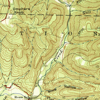 United States Geological Survey Treat, AR (1934, 62500-Scale) digital map