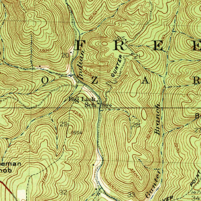 United States Geological Survey Treat, AR (1934, 62500-Scale) digital map