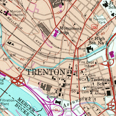United States Geological Survey Trenton West, NJ-PA (1955, 24000-Scale) digital map