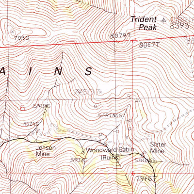 United States Geological Survey Trident Peak, NV-OR (1990, 24000-Scale) digital map