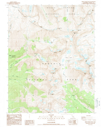 United States Geological Survey Triple Divide Peak, CA (1988, 24000-Scale) digital map