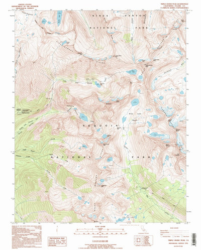 United States Geological Survey Triple Divide Peak, CA (1993, 24000-Scale) digital map