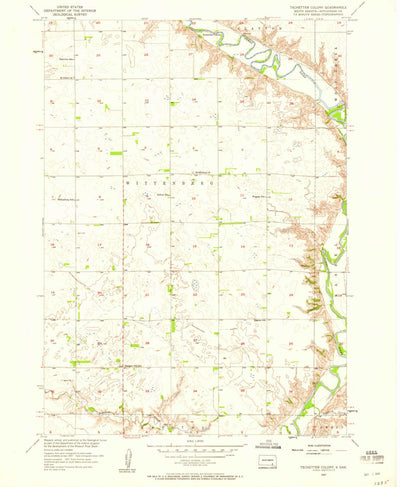 United States Geological Survey Tschetter Colony, SD (1957, 24000-Scale) digital map