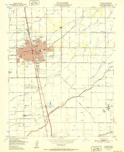 United States Geological Survey Tulare, CA (1951, 24000-Scale) digital map