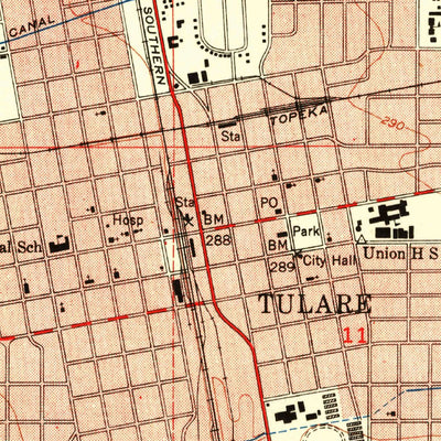 United States Geological Survey Tulare, CA (1951, 24000-Scale) digital map