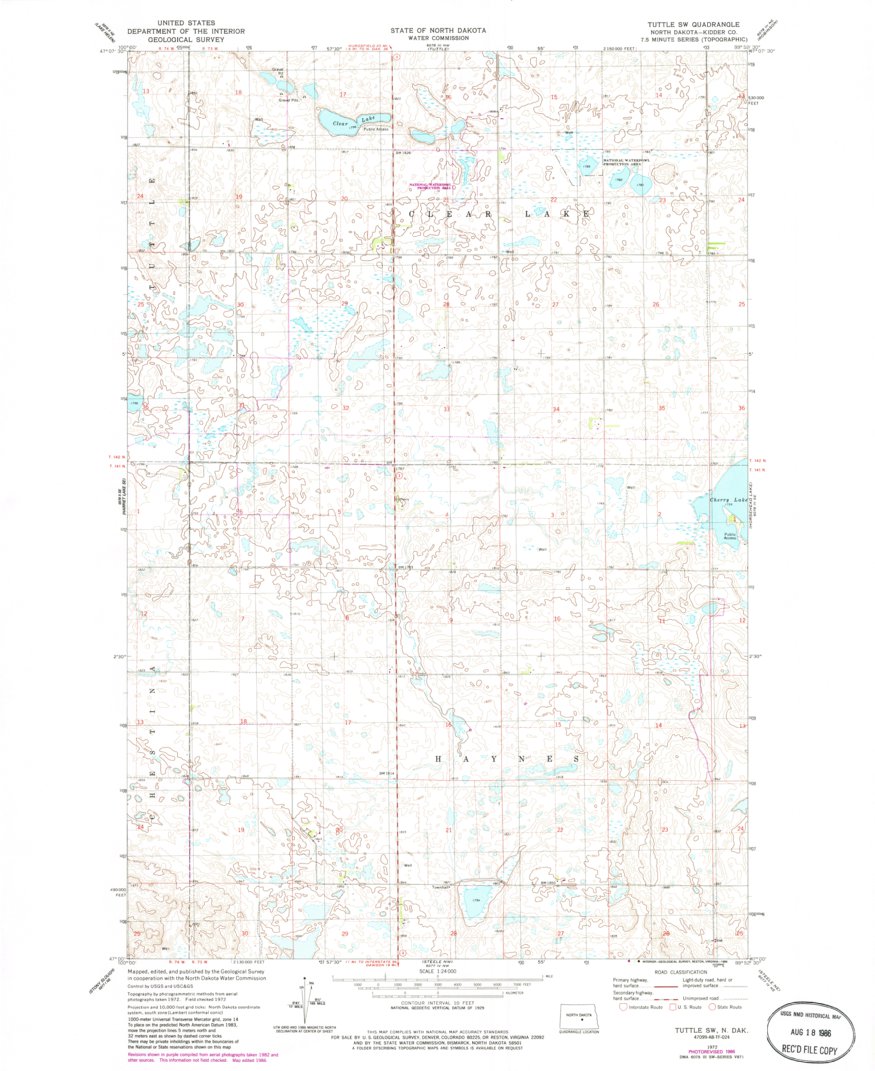 Tuttle SW, ND (1972, 24000-Scale) Map by United States Geological ...