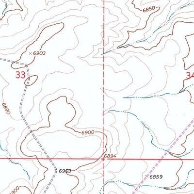 United States Geological Survey Twelvemile Knoll, WY (1968, 24000-Scale) digital map