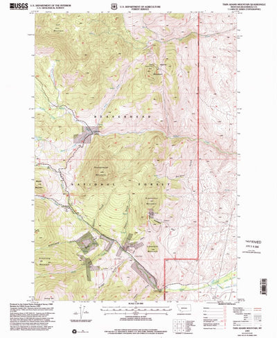 United States Geological Survey Twin Adams Mountain, MT (1997, 24000-Scale) digital map
