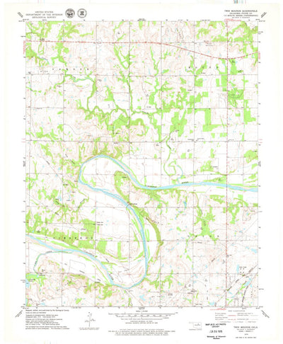 United States Geological Survey Twin Mounds, OK (1975, 24000-Scale) digital map