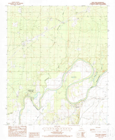 United States Geological Survey Twin Oaks, LA (1988, 24000-Scale) digital map
