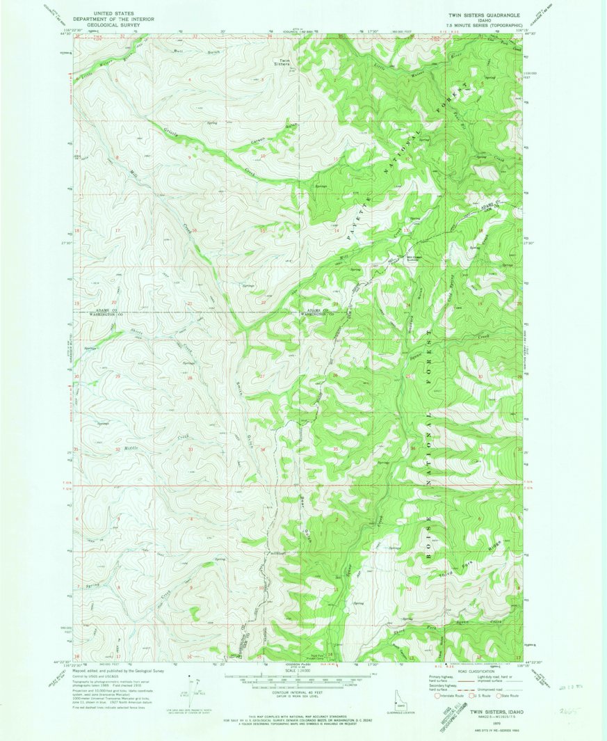 Twin Sisters, ID (1970, 24000-Scale) Map by United States Geological ...