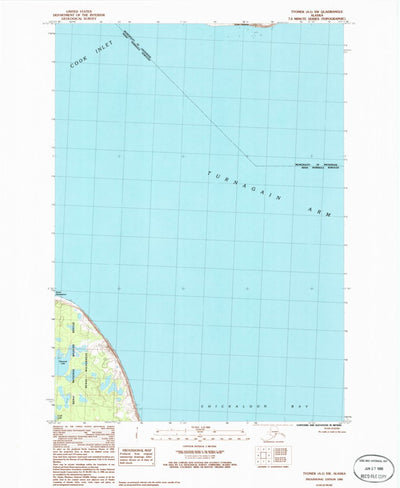 United States Geological Survey Tyonek A-1 SW, AK (1986, 25000-Scale) digital map