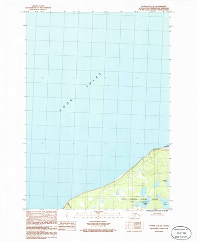 United States Geological Survey Tyonek A-2 SE, AK (1986, 25000-Scale) digital map