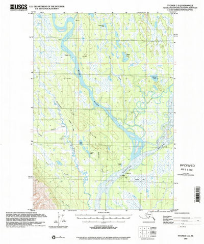 United States Geological Survey Tyonek C-2, AK (1993, 63360-Scale) digital map