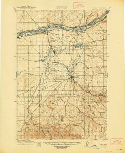 United States Geological Survey Umatilla, OR-WA (1908, 125000-Scale) digital map