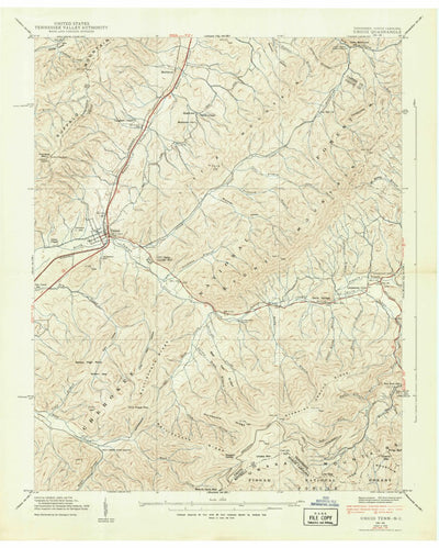 United States Geological Survey Unicoi, TN-NC (1939, 24000-Scale) digital map