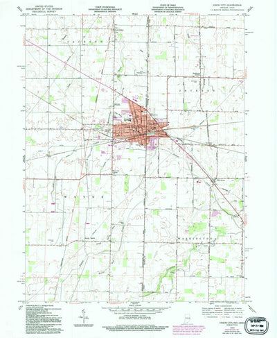 United States Geological Survey Union City, IN-OH (1960, 24000-Scale) digital map