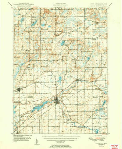 United States Geological Survey Union City, MI (1950, 62500-Scale) digital map