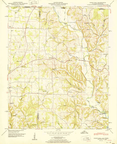 United States Geological Survey Union Hill, AL-TN (1951, 24000-Scale) digital map