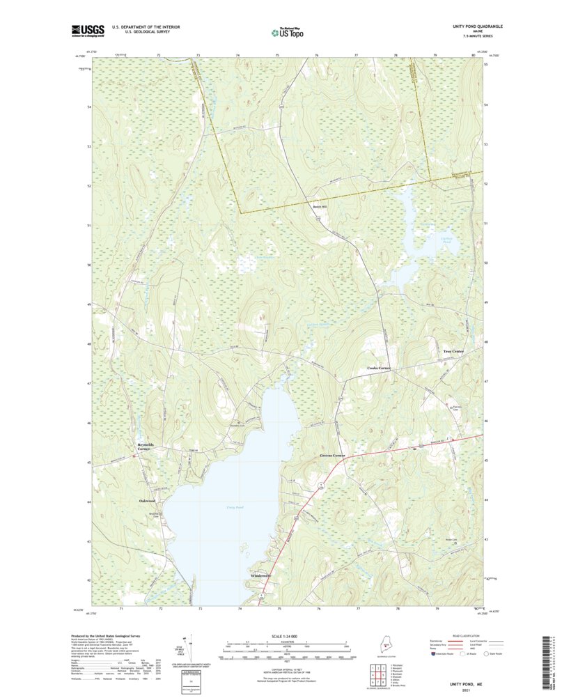 Unity Pond, ME (2021, 24000Scale) Map by United States Geological
