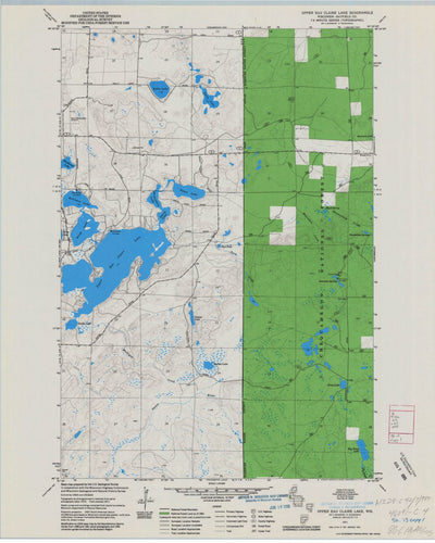 United States Geological Survey Upper Eau Claire Lake, WI (1971, 24000-Scale) digital map