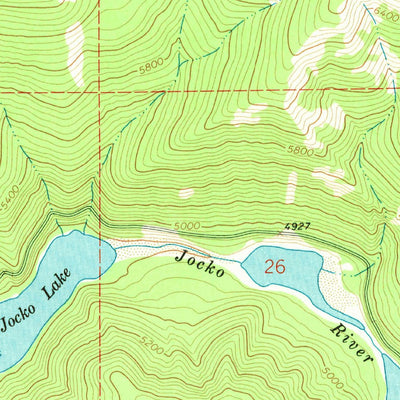 United States Geological Survey Upper Jocko Lake, MT (1965, 24000-Scale) digital map