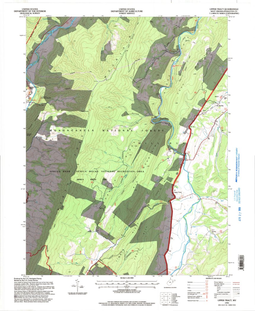 Upper Tract, WV (1995, 24000-Scale) Map by United States Geological ...