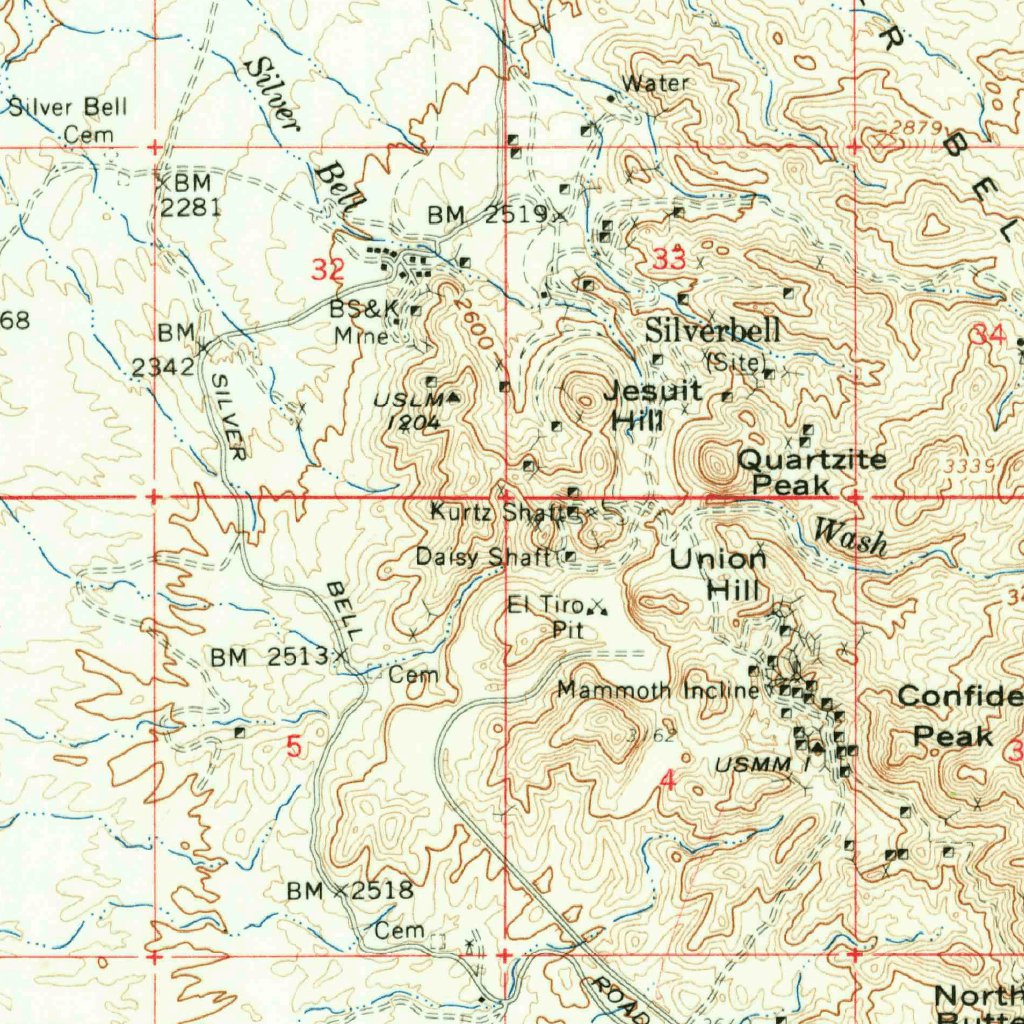 Vaca Hills, AZ (1959, 62500-Scale) Map by United States Geological ...