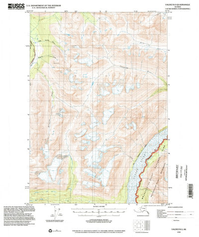 United States Geological Survey Valdez B-3, AK (1995, 63360-Scale) digital map