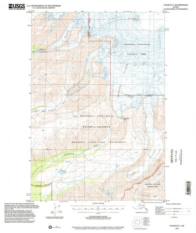 United States Geological Survey Valdez D-1, AK (1996, 63360-Scale) digital map