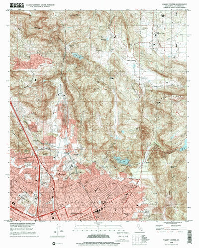 United States Geological Survey Valley Center, CA (1996, 24000-Scale) digital map