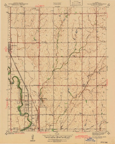 United States Geological Survey Valley Center, KS (1942, 31680-Scale) digital map