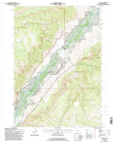 United States Geological Survey Valley, WY (1991, 24000-Scale) digital map
