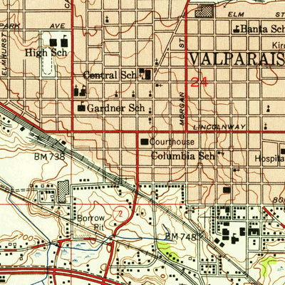 United States Geological Survey Valparaiso, IN (1953, 24000-Scale) digital map