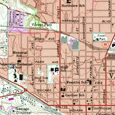 United States Geological Survey Valparaiso, IN (1962, 24000-Scale) digital map