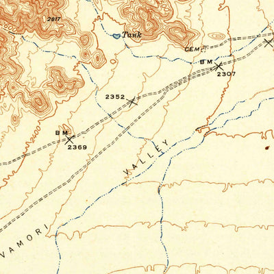 United States Geological Survey Vamori, AZ (1943, 62500-Scale) digital map