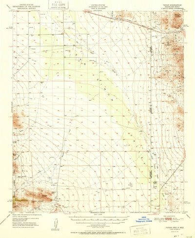 United States Geological Survey Vanar, AZ-NM (1951, 62500-Scale) digital map