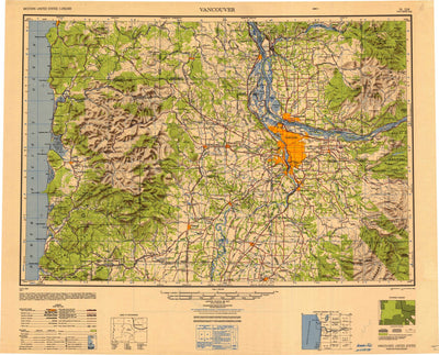 United States Geological Survey Vancouver, WA-OR (1950, 250000-Scale) digital map