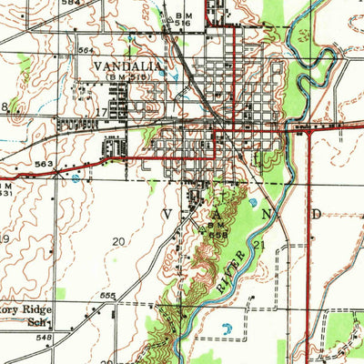 United States Geological Survey Vandalia, IL (1945, 62500-Scale) digital map