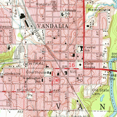 United States Geological Survey Vandalia, IL (1974, 24000-Scale) digital map