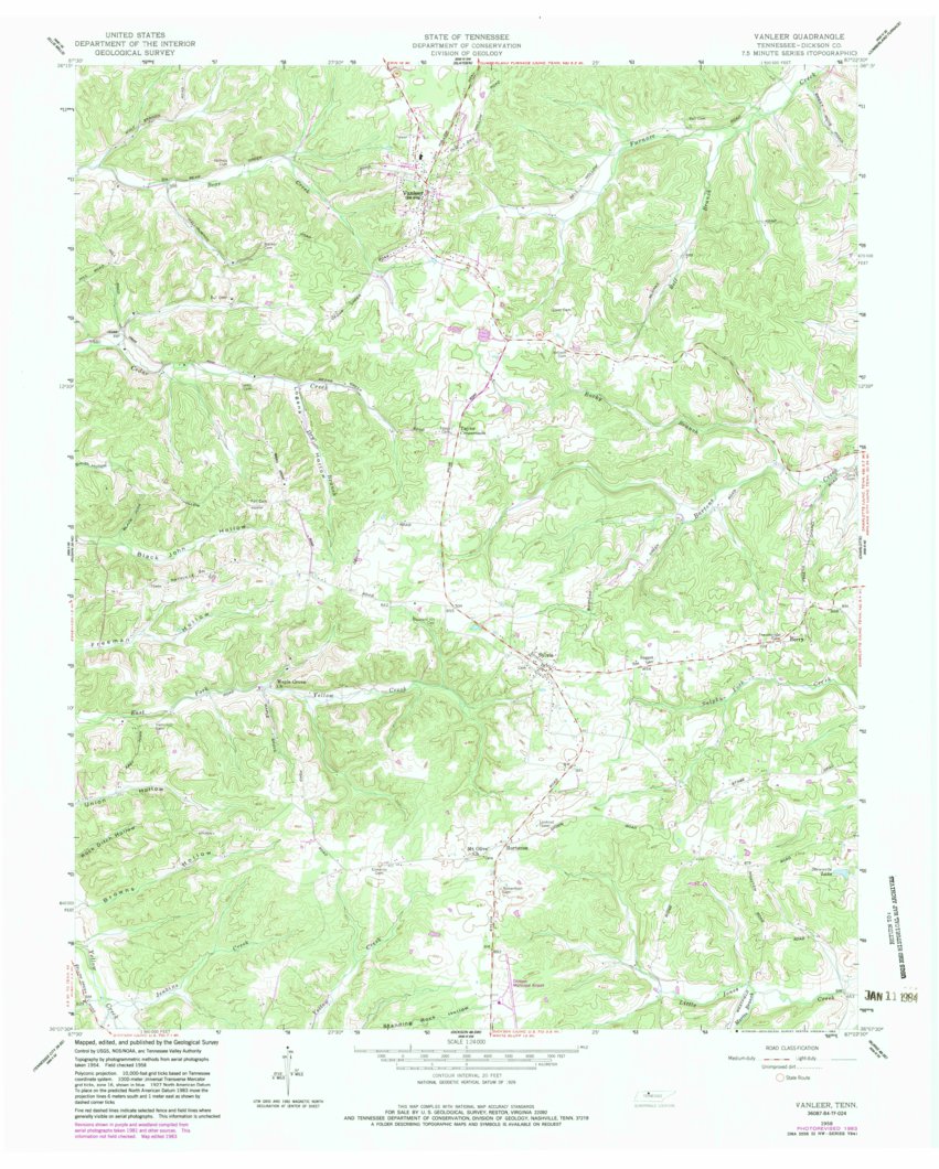 Vanleer, TN (1958, 24000Scale) Map by United States Geological Survey