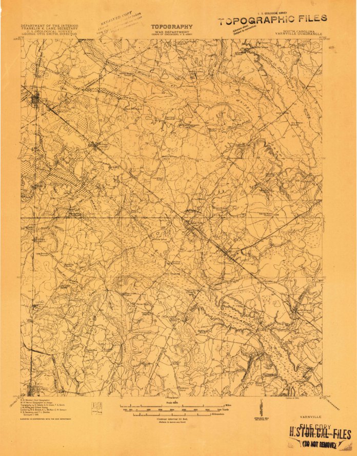 Varnville, SC (1918, 62500Scale) Map by United States Geological