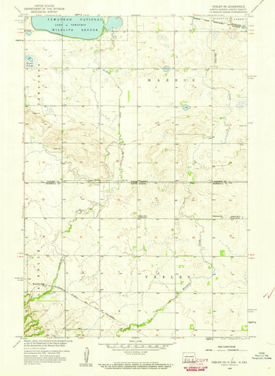 United States Geological Survey Veblen NE, ND-SD (1958, 24000-Scale) digital map