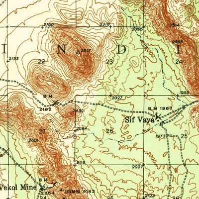 United States Geological Survey Vekol Mountains, AZ (1942, 62500-Scale) digital map