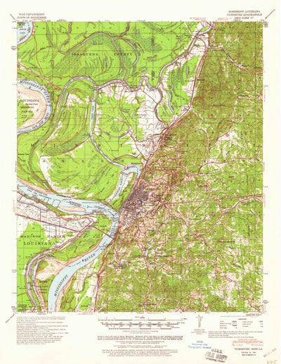 United States Geological Survey Vicksburg, MS-LA (1941, 62500-Scale) digital map