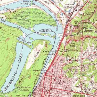 United States Geological Survey Vicksburg, MS-LA (1964, 62500-Scale) digital map