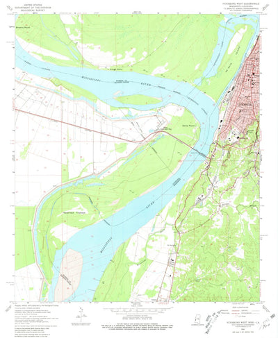 United States Geological Survey Vicksburg West, MS-LA (1962, 24000-Scale) digital map
